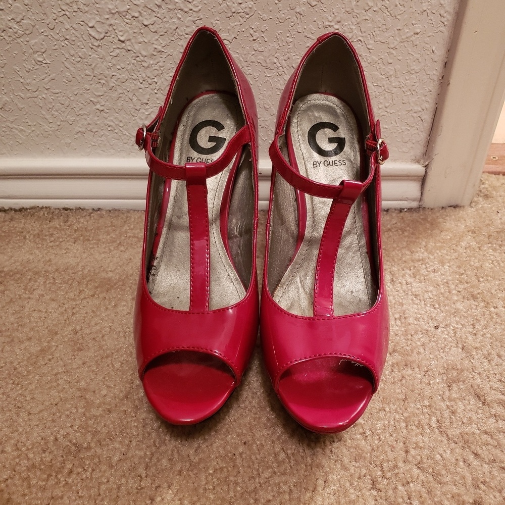 Red G by Guess Open Toe Red Heels